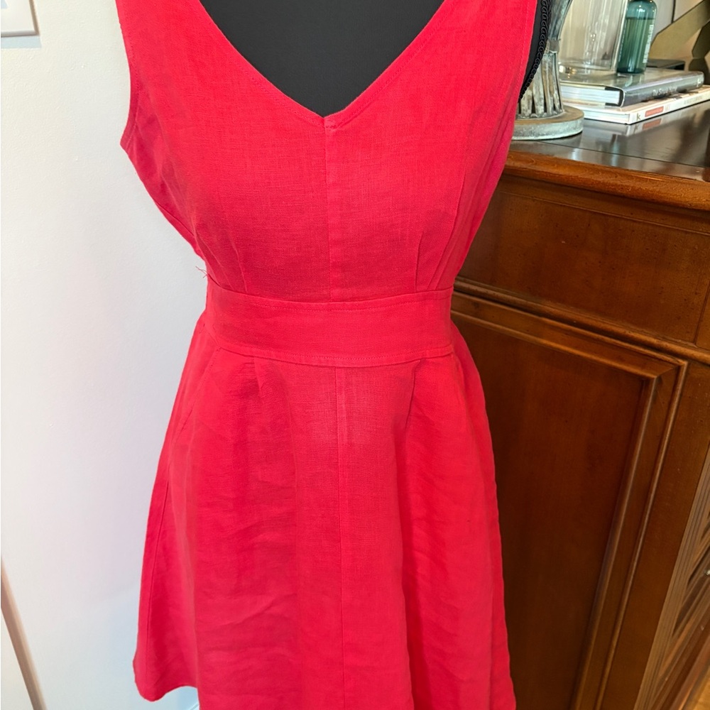 JOie Elegant Red Sleeveless Dress size 4 Linen